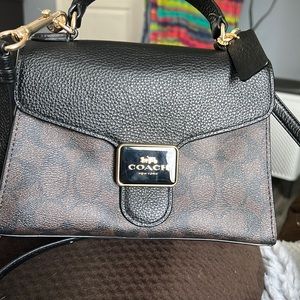 Coach Pepper Satchel In Signature Canvas Crossbody Bag Black Brown C7226